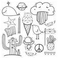 Hand Drawn Doodle Vector Set. Doodle Funny Set. Handmade Vector Illustration.