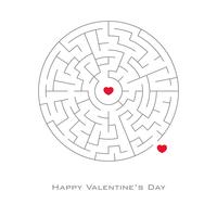 Valentine's day background with heart shaped in maze and labyrinth style, vector, flyer, invitation, posters, brochure, banners.