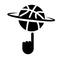 Spinning baloncesto con el icono de dedo Vector