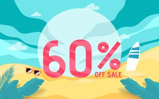Summer sale banner holiday with beach scene. vector