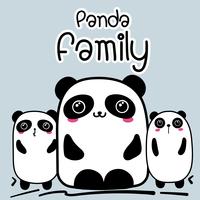 Cute Cartoon Panda Family Background. Vector Illustration.