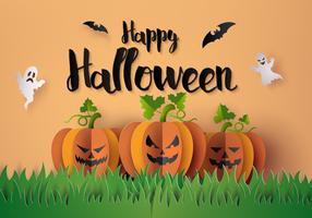 Halloween Party with scary pumpkins vector