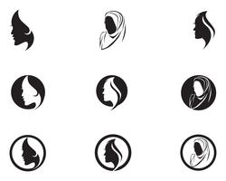 hair woman and face logo and symbols vector