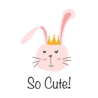 Little Bunny Princess. Cute Bunny Vector Illustration.