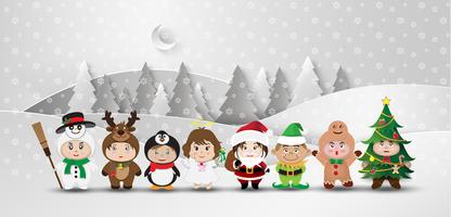 Christmas cute kids  vector