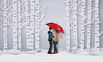 Illustration of Love and winter season