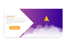 startup landing page rocket launcher vector