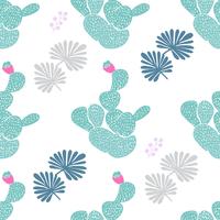 Hand drawn decorative seamless pattern with cacti. in Scandinavian style. Trendy tropical design for textile vector