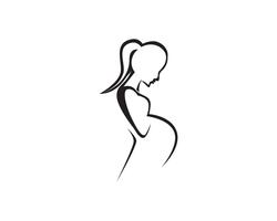 vector de plantilla de mujer embarazada línea arte símbolos