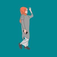 muslim people, woman, girls and man vector illustration