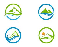 Montaña y agua Logo Business Template Vector