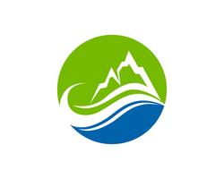 Montaña y agua Logo Business Template Vector