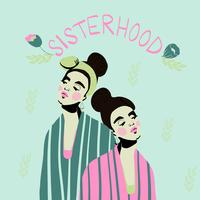 portrait style sisterhood girl young women fashion with plants vector illustration