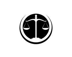 Aplicación de iconos de logotipo y símbolos de abogado de justicia