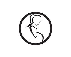 pregnant woman line art symbols template vector