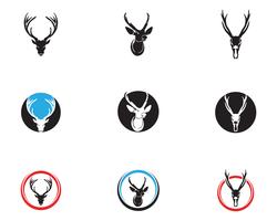 Head deer animals logo black silhouete icons vector