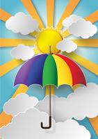 colorful umbrella flying high in the air vector