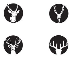 Head deer animals logo black silhouete icons vector