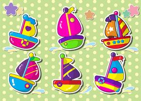 set of sailboat.vector cartoon style sticker. vector