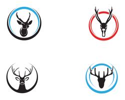 Head deer animals logo black silhouete icons vector