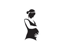 pregnant woman line art symbols template vector