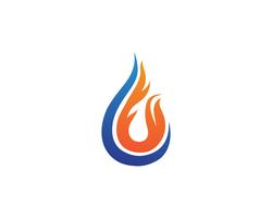 Gota de agua y fuego logotipo plantilla ilustración vector