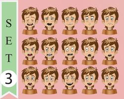 collection of vector cartoon emotion face 