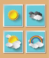 Abstract paper weather with sun and cloud motif vector