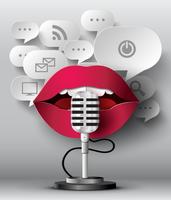 Lips are talking to the microphone vector
