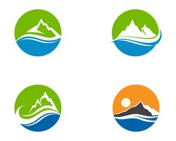 Montaña y agua Logo Business Template Vector