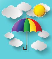  colorful umbrella flying high in the air vector
