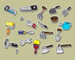 carpentry and gardening tool sticker  vector