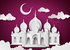 Mezquita en la luna de la noche