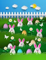 Easter background with eggs in grass vector