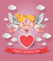 cute boy and girl cupids. vector