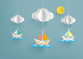 paper sailing boat vector