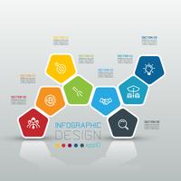 Pentagons label infographic on vector art.