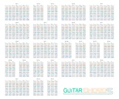 Guitar chords set on vector graphic art.