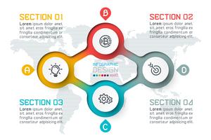 Four circles with business icon infographics. vector