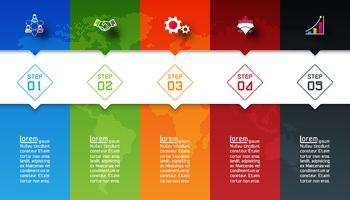 Barras de colores con infografías de iconos de negocios. vector