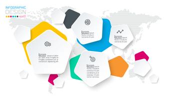 Pentagons label infographic with 4 steps. vector