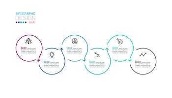 Circle label infographic with step by steps. vector