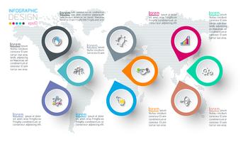 Circle label infographic with step by steps. vector