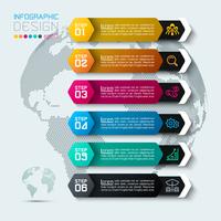Seis etiquetas con infografías de iconos de negocios. vector