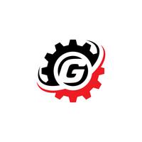 Plantilla de diseño de logotipo letra G engranaje