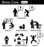 Vector stickman diagram . pictogram . infographic of spine care concept 