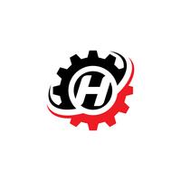 Plantilla de diseño de logotipo letra H engranaje
