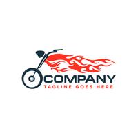 Motocicleta con logo de flama. Logotipo de moto de auto carrera vector