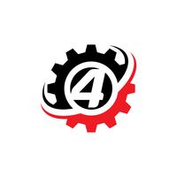 Number 4 Gear Logo Design Template