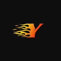 letter Y Burning flame logo design template